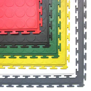 Interlocking Plastic Floor Tiles Heavy Duty PVC Industrial Indoor Vinyl Flooring Round Coin Top AK For Warehouse