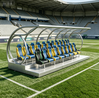 Abri de luxe pour équipe de football à deux rangées avec sièges d'auditorium en cuir haut de gamme pour terrains de sport extérieurs