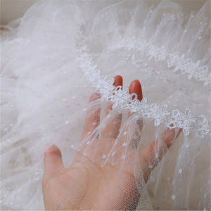 Largeur 12cm <span class=keywords><strong>blanc</strong></span> plissé maille dentelle bord garniture robe de mariée jupe vêtements tissu couture bricolage artisanat - Product Image 1