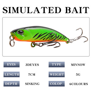 Ytqhxy Leurre Minnow 5.3cm 5g, leurre dur coulant pour la pêche au mandarin au fond, appâts artificiels en plastique - Product Image 5