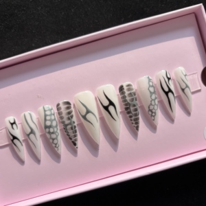10 Uds. Uñas Acrílicas de Lujo con Diseño Francés, Estilo Stiletto, Hechas a Mano, Modernas, Precios de Fábrica - Product Image 6