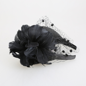 PP Braid Base Satin Wrapped <strong>Headband</strong> Fascinator <strong>Veil</strong> Dot Trim Accessory Fascinator Feather Flower <strong>Headband</strong> for Party - Product Image 2