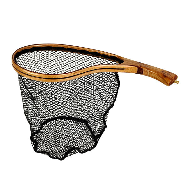 Curved Handle Wooden Frame Tenkara Net Fly Fishing Landing Net (B06)