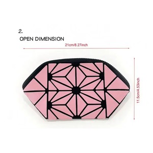 BSCI Factory Foldable Pink Make up Bag Luminous Toiletry Bag New Fashion Geometric Cosmetic Bag - Product Image 2