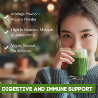 OEM superfood Latte organik Matcha hijau bubuk teh dengan Moringa daun bubuk campuran organik Moringa Oleifera daun bubuk