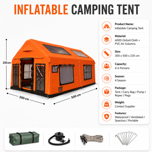 Carpa Inflable Grande para Acampar de 4 a 6 Personas con Logotipo Personalizado, Oxford 600D Impermeable, para Eventos y Actividades al Aire Libre en las 4 Estaciones - Product Image 4