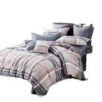 Prix surprise Smart 100 coton poncé plaine hôtel luxe housse de couette lit plat drap housse taie d'oreiller ensemble de literie