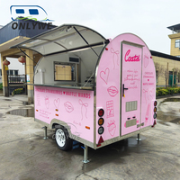 ONLYWE Remorque à Snacks Personnalisable, Camion de Nourriture de Rue, Camion à Sandwichs, Petit Chariot à Hot-Dogs, Chariot à Café, Caravane à Glaces en Aluminium