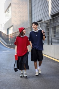 Unisex 240g 100% Cotton Color Block 3 Stripes Crew Neck Short Sleeve Tee - Product Image 3