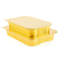 Contenants alimentaires rectangulaires jetables en aluminium avec couvercles, motif incrusté or, pour camping et plats – Vente chaude