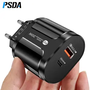PSDA PD20W EU US UK INDIA PLUG USB Charger Fast Charging QC3.0 USB Type C Fast Mobile Phone Charger For iPhone 15 Quick
