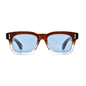 Lunettes de soleil de luxe en acétate à rivets, monture ronde complète, monture marron, verres polarisés TAC bleus, protection UV %, pour hommes, activités de plein air - Product Image 1