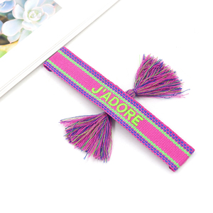 Bijoux de style ethnique Bracelet en tissu coloré avec message de bénédiction et broderie - Product Image 6