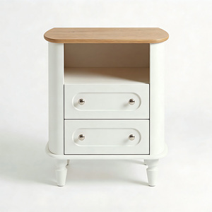 Mesa de Noche Moderna de Madera Blanca Personalizada con Luz LED, 2 Cajones y Estante Abierto, Mesa Auxiliar para Dormitorio con Almacenamiento - Product Image 3