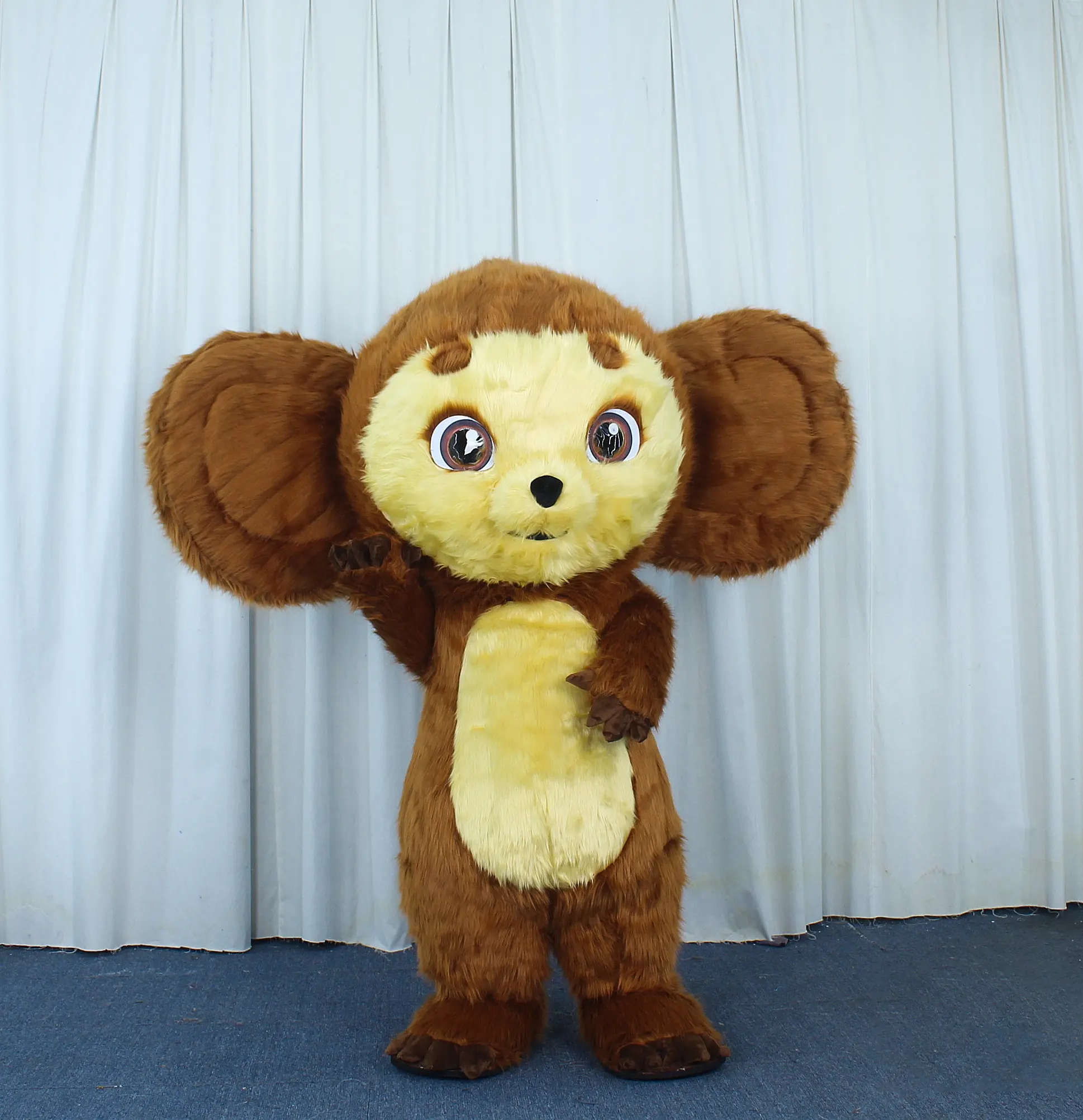 Fantasia inflável fofa de Cheburashka de pele longa efun, mascote de orelha grande, macaco cosplay, vestido de carnaval, mascote de desenho animado para adultos