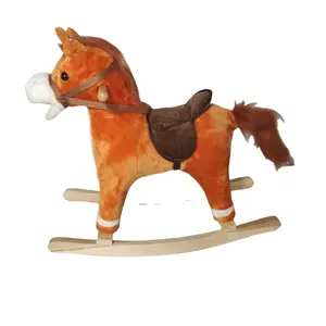 Professional Manufacturer Kids Gift Wooden Baby Rocking Horse 1-5 Years Old Saddle Plush Rocking Horse