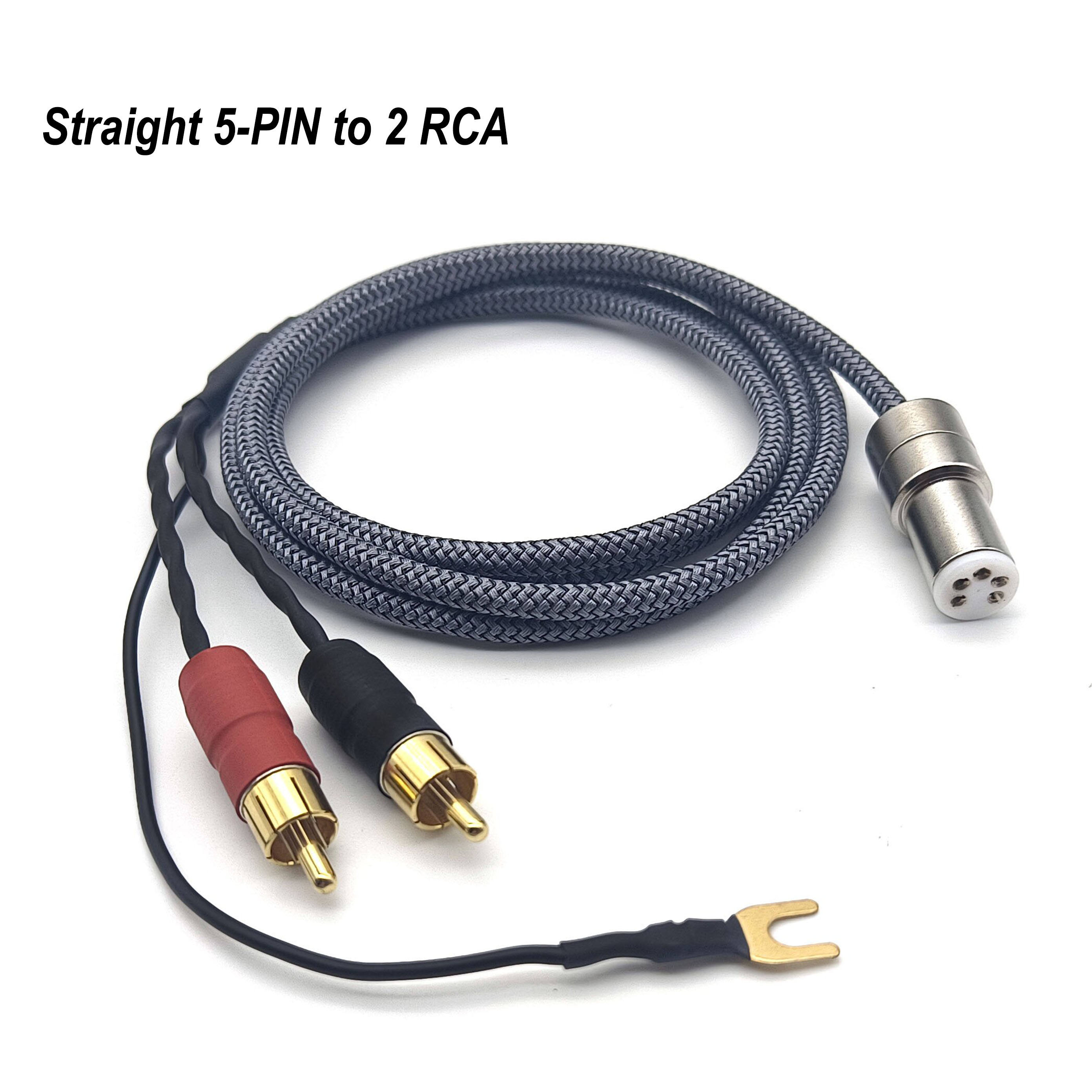 Prise argentée 5-PIN droit à 2 RCA