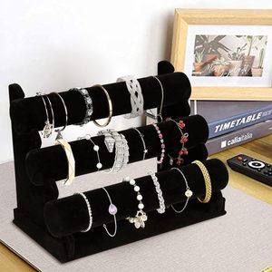 Expositor de Joyería de Terciopelo de Lujo Hecho a Mano, Soporte Personalizado para Pulseras, Brazaletes y Relojes con Accesorios para Pendientes y Otras Joyas - Product Image 2