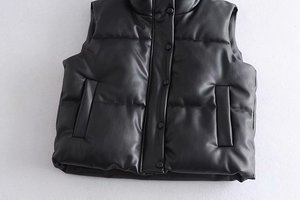 Gilet de costume <span class=keywords><strong>sans</strong></span> manches pour <span class=keywords><strong>femme</strong></span>, élégant, imperméable, en PU <span class=keywords><strong>noir</strong></span>, avec garniture en <span class=keywords><strong>fourrure</strong></span>, en toile, fermeture éclair, collection hiver 2022 - Product Image 6