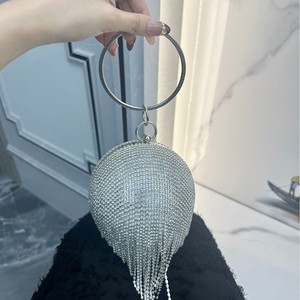 Newest Women's Geometric Rhinestone Gold Glitter Tassel Party Silver <b>Wedding</b> Luxury Ball <b>Clutch</b> Evening Bag - Product Image 2
