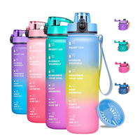 Bouteille d'eau de motivation Fitness Time Maker Tritan Sk Pc sans BPA, anti-fuite, en plastique, avec logo personnalisé, 32 oz, avec paille, pour la salle de sport et le sport
