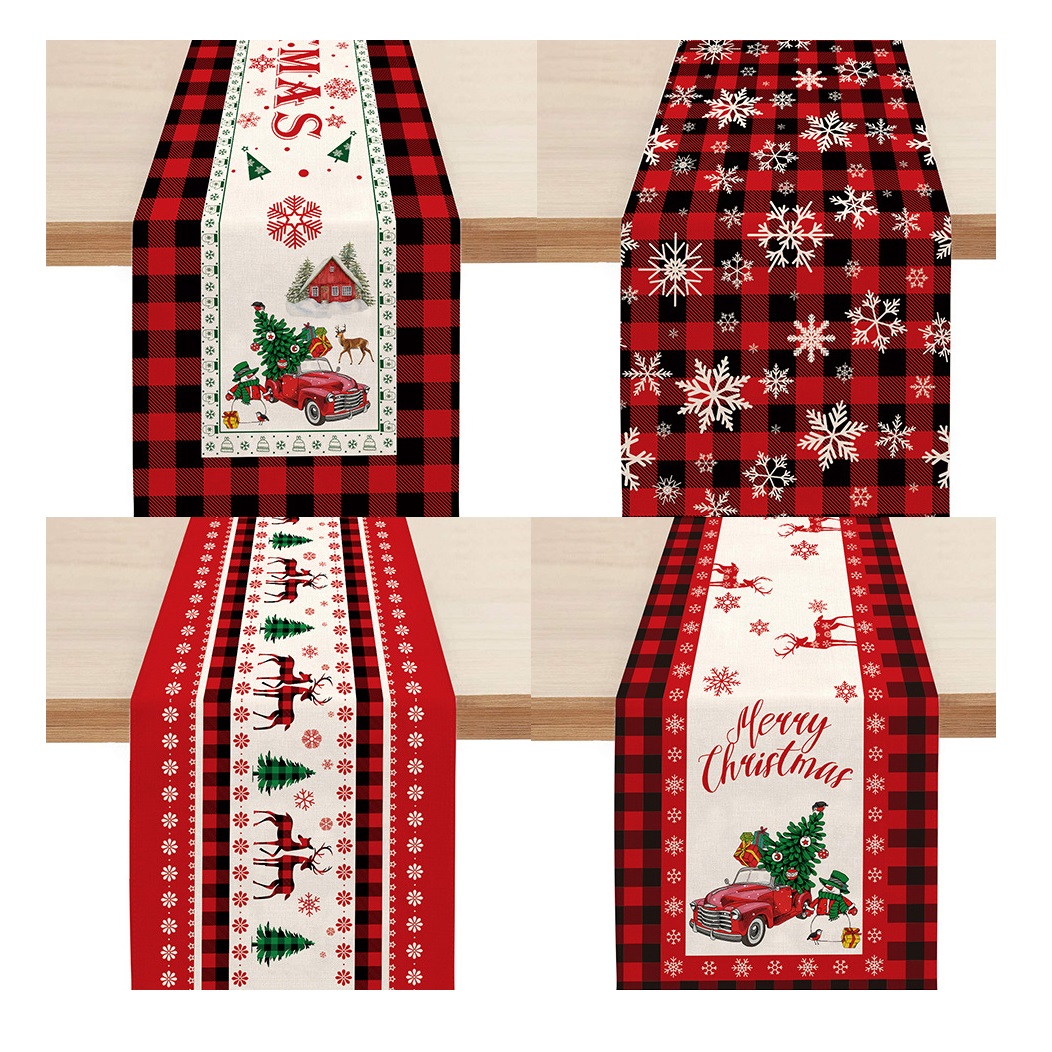 72-дюймовая хлопковая льняная скатерть Рождественская Скатерть вязаная столовая дорожка настольный флаг рождественские украшения домашний декор