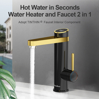 Robinet d'eau chaude instantanée Briwellna 3,2 kW, robinet chauffant électrique avec bec de 120 degrés, à un seul trou, en plastique, pour cuisine et salle de bain