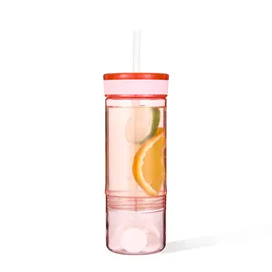 350ml Plastic Tritan Material Sport Water Bottles Outdoor With Storage Straw Kids Drinking Bottle Tumbler Camping