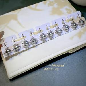 22529 DIY <b>Pearl</b> Accessories S925 Silver Earnail Empty Tray Simple Silver Jewelry Ear Hook with 9-11mm Round Beads <b>Pearl</b> <b>Earrings</b> - Product Image 3