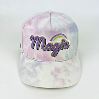 Gorra de Béisbol para Niños con Logotipo Personalizado, 5 Paneles, Bordado 3D, Estilo Tie Dye, Gorra de Sol de Tela Común para Niños y Niñas