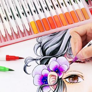 Marqueurs de coloriage à double pointe, stylo pinceau, stylo fineliner à pointe fine, stylo à eau, marqueurs d'art en fibre, ensemble de stylos pour le dessin des enfants - Product Image 2