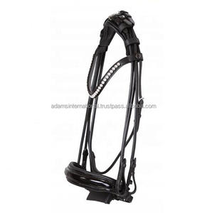 Colección de doma Calidad CABALLO Brida Cuero Enrollado Noseband Tocado acolchado suave con flash desmontable - Product Image 1