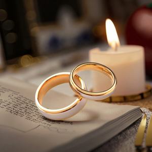 Bagues de couple en titane plaqué <span class=keywords><strong>or</strong></span>, <span class=keywords><strong>18</strong></span> carat, bijoux de couple mat, pour amoureux, offre spéciale, nouvelle collection - Product Image 4