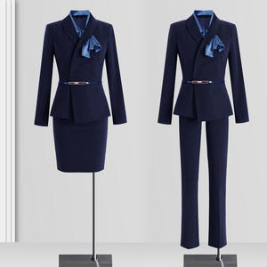 Tenue de travail pour femme en velours anti-froissement, deux pièces, pour l'automne et l'hiver, entretien d'embauche, enseignante, trajets domicile-travail, réceptionniste d'hôtel, tenue professionnelle - Product Image 1