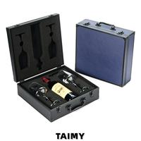 Étui de rangement pour vin portable multifonctionnel en PU, mousse EVA personnalisée, logo personnalisé, coffret cadeau pour vin, emballage en alliage d'aluminium, boîte à bijoux