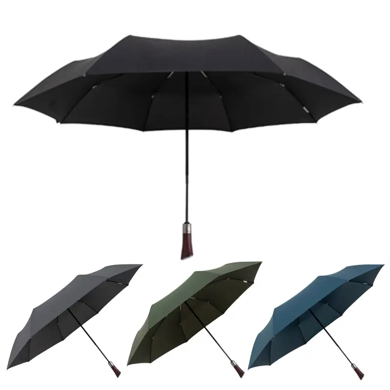 high quality luxury Vintage pure solid wood umbrella men 120CM double size windproof UV automatic folding umbrella