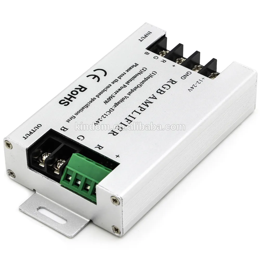 مضخم صوت ليد بقشرة ألومنيوم بتحكم PWM DC12V 24V 10A * 3CH لمكبر صوت ليد RGB