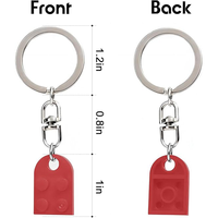 Meilleures ventes - Ensemble de porte-clés en forme de cœur assorti en briques colorées - Porte-clés pour couple - Porte-clés pour petit ami et petite amie - RTS Rouge
