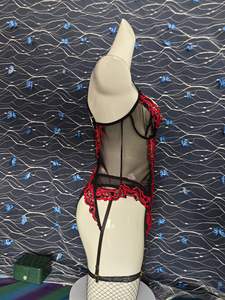 Ensemble de lingerie de nuit en dentelle séduisante 2 pièces Corset Body avec soutien-gorge et culotte Cuissardes Tissu transparent respirant L-3XL - Product Image 6