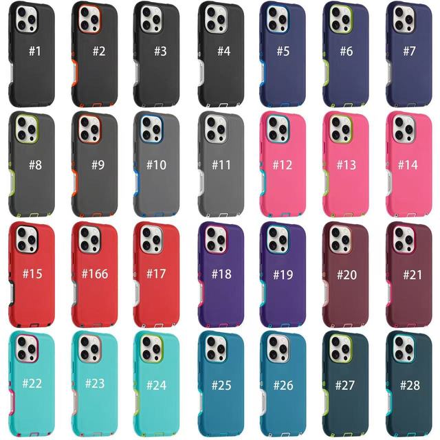 Colorful Armor Solid Color Armor Hard Case for iPhone 18 Pro Max 17 16 15 Pro Max Shockproof Full Protective Cover for IPhone18