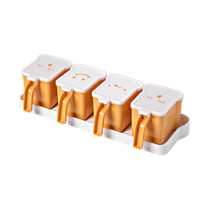 Korean Style Spice Box Set With Spoon Airtight Condiment Container For Kitchen Solid Seasonings M Size Layer Type Plastic Lid - Product Image 5