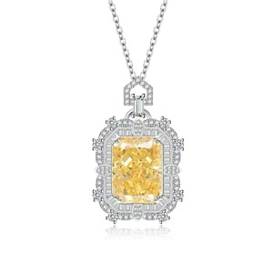 Collier pour femme en argent plaqué, pendentif fleur de glace, zircon multicolore, version haut de gamme - Product Image 1