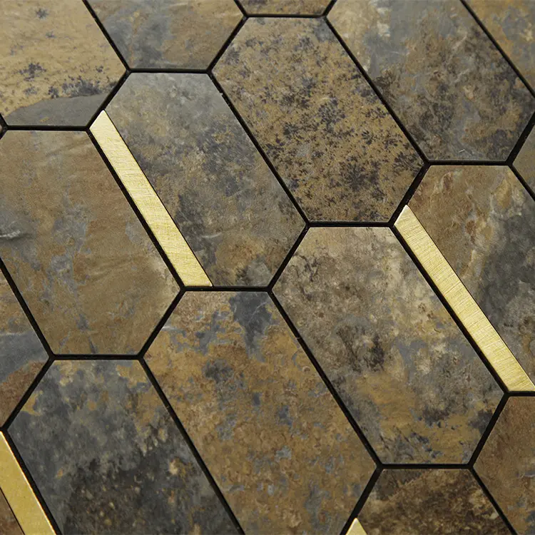 Più venduto facile da installare lungo esagono mosaico piastrelle adesivo 3d per pavimento Backsplash