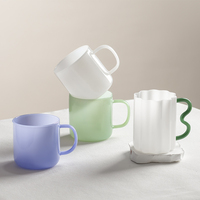 Mug élégant et tendance, design unique, tasse à eau créative en verre de couleur bleu et blanc jade, mug à café