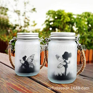 Solar Mason Jar <b>Light</b> Glass Fairy Design <b>LED</b> Outdoor Hanging Garden Lamp IP54 Portable - Product Image 2