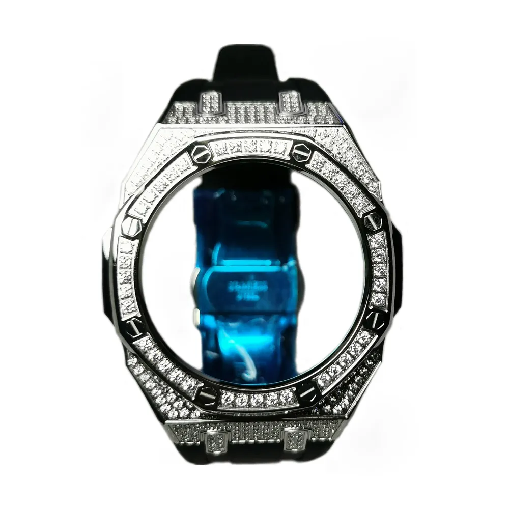 Di lusso di fascia alta di gshock originale GA2100 case mod 316l in acciaio inox cassa per orologio con lunetta diamante per cas io mod ga210