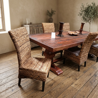 Ensemble de chaises et de table de salle à manger en rotin en fibre de feuille de bananier, meubles asiatiques, café pour hôtel moderne en rotin Bali