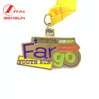 Médaille de sport en métal vierge personnalisable par sublimation, 3D, dorée, pour marathon, vente en gros à prix abordable