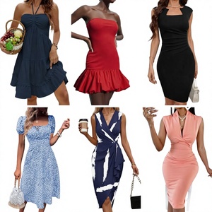 Vestidos Casuales de Verano para Mujer 2026 al por Mayor, Diseño de Moda Económico, Cuello en V, Estampados, Manga Corta, Poliéster/Algodón, Surtidos - Product Image 1