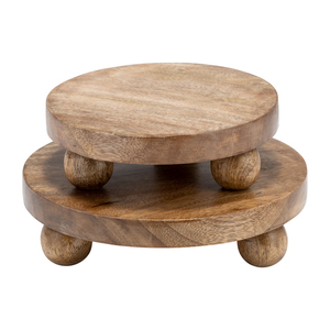 Vassoi rotondi in legno con piedini a sfera per decorazioni domestiche o come centrotavola - Product Image 5